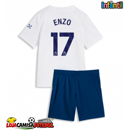 Camisa de Futebol Manchester City Enzo Fernandez #17 Equipamento Alternativo Infantil 2026-27 Manga Curta (+ Calças curtas)